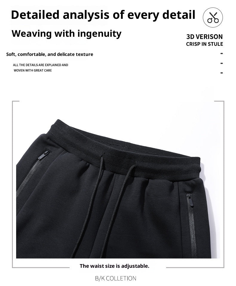 Men's Versatile Straight-leg Casual Cropped Pants Loose With Cuffed Hem