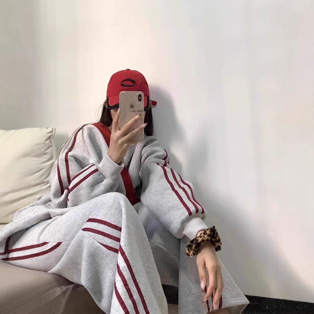 Damen-Baumwoll-Hoodie & Jogginghose Sportbekleidungsset