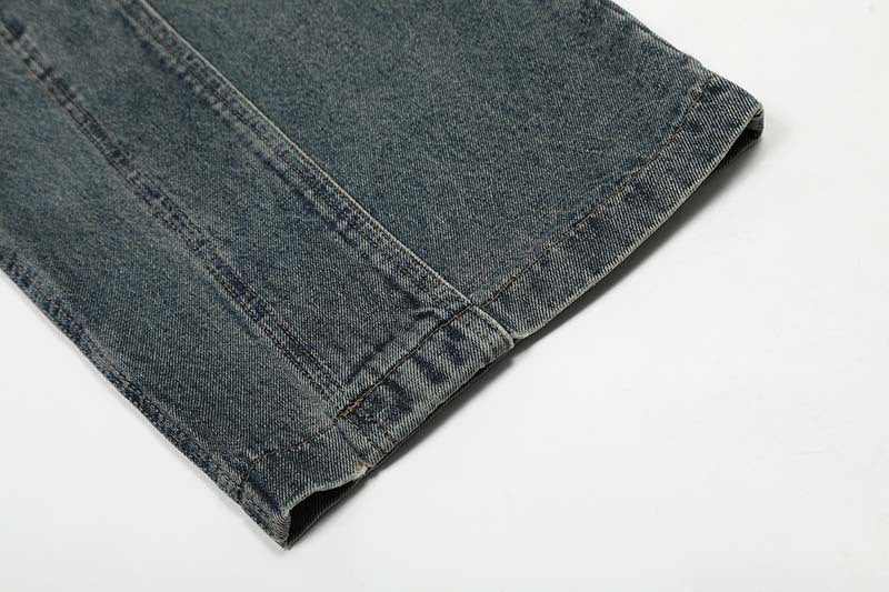 Deconstructed Wide-Leg Denim Jeans