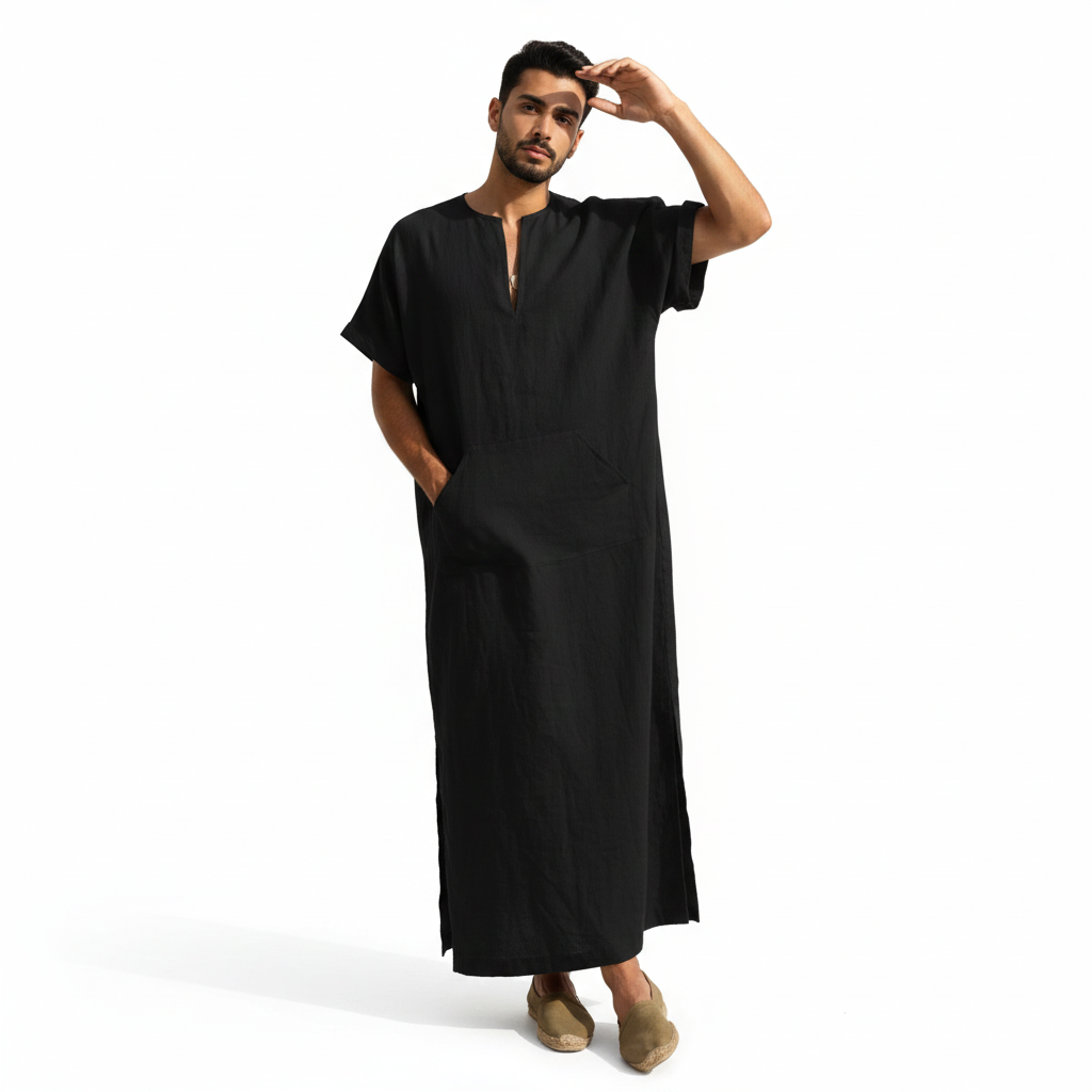 Men's Short Sleeve Long Robe