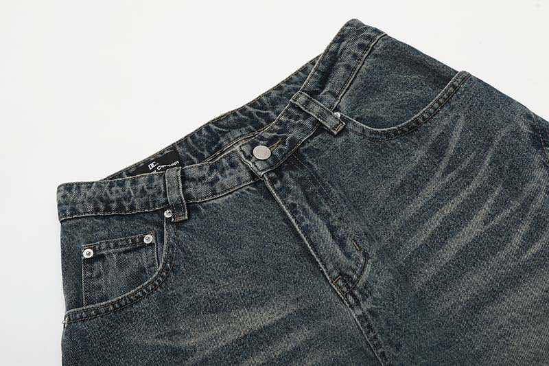 Deconstructed Wide-Leg Denim Jeans