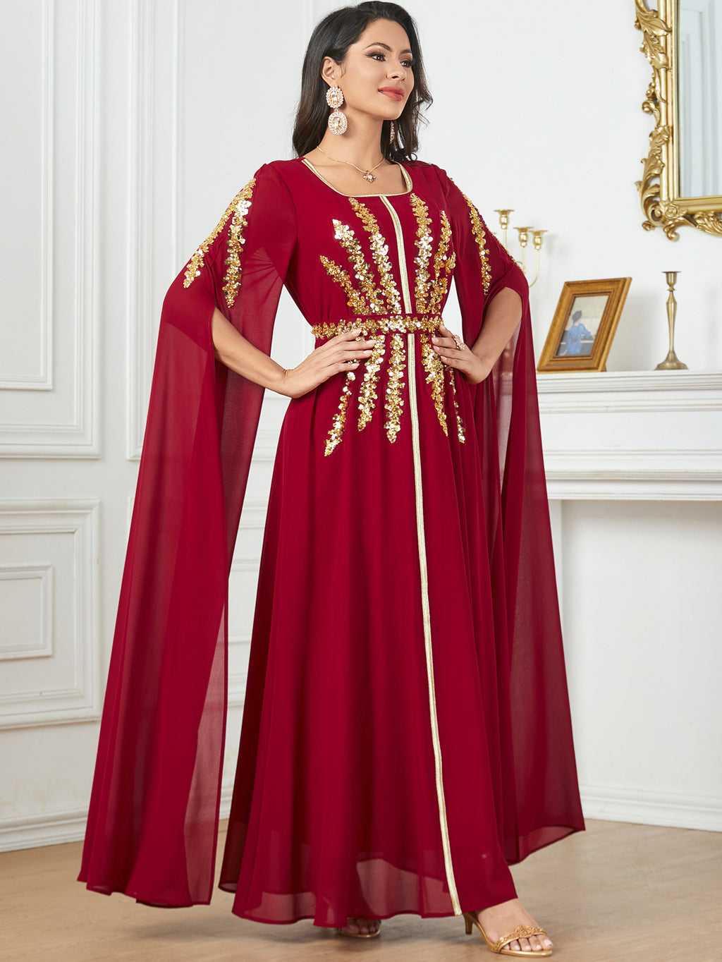 Elegant Chiffon Abaya with Split Sleeves