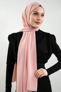 Premium Turkish Chiffon Hijab | Lightweight Summer Scarf – Powder Pink, White & Tan Brown