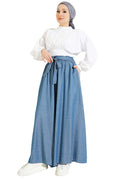 Pre-Order | Oversize Indigo Trousers with Tie-Up Hem | neomodest
