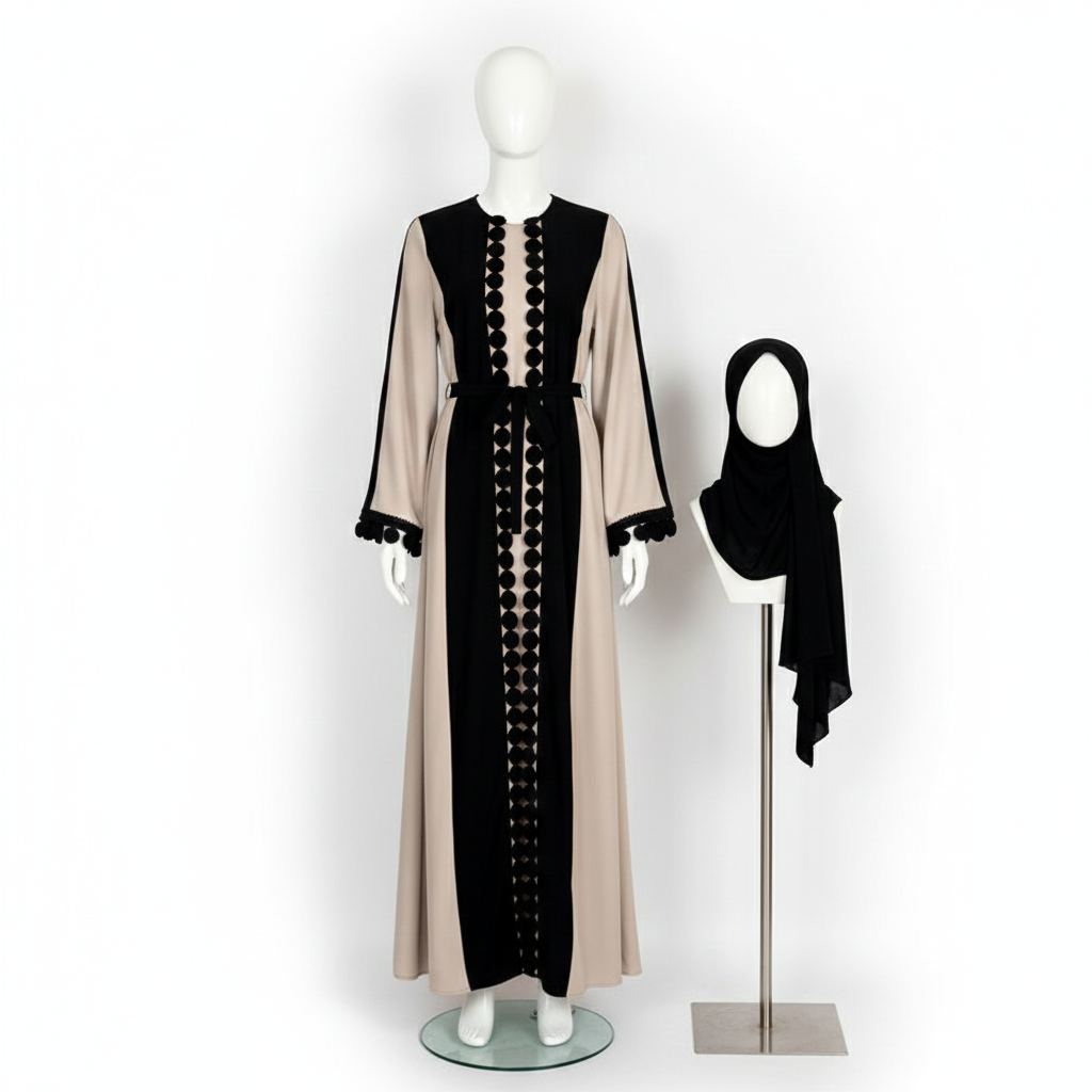 Middle Eastern Patchwork Lace Abaya