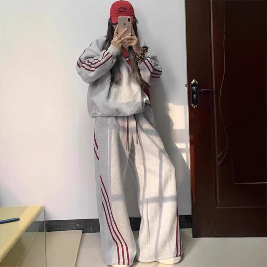 Damen-Baumwoll-Hoodie & Jogginghose Sportbekleidungsset