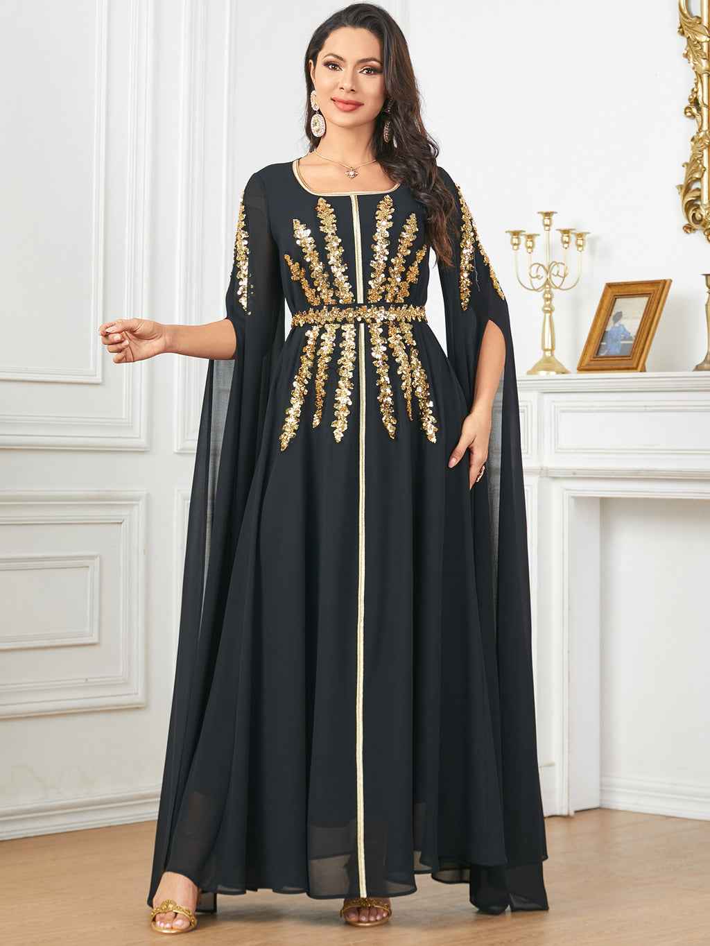 Elegant Chiffon Abaya with Split Sleeves