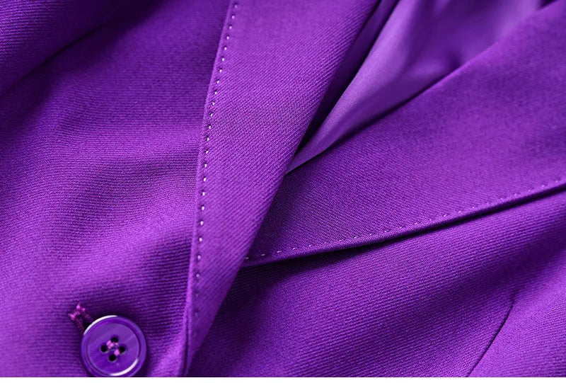 Purple Tailored Jacket & Flared Trousers, Women's Business Suit