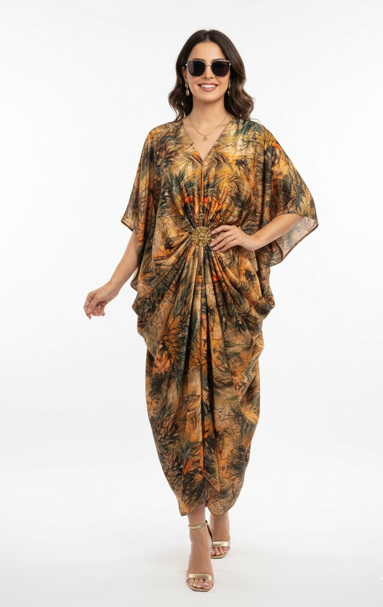 Printed Long Luxury Robe - Premium Modest Abaya Loungewear | neomodest