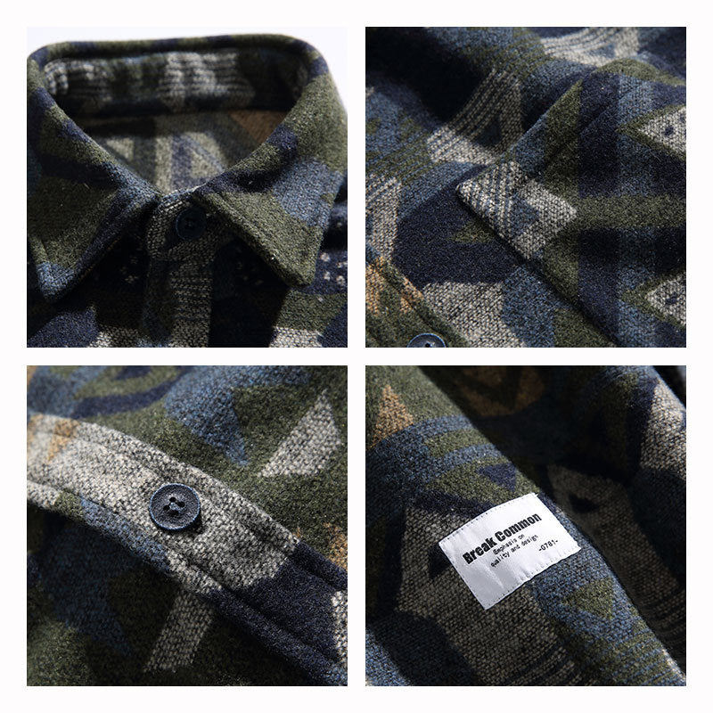 Japanese Retro Colour Block Shirt | Vintage Loose Fit Jacket