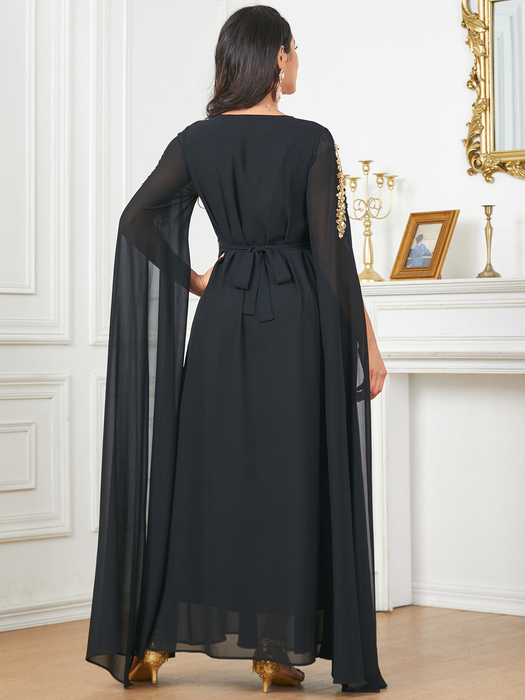 Elegant Chiffon Abaya with Split Sleeves