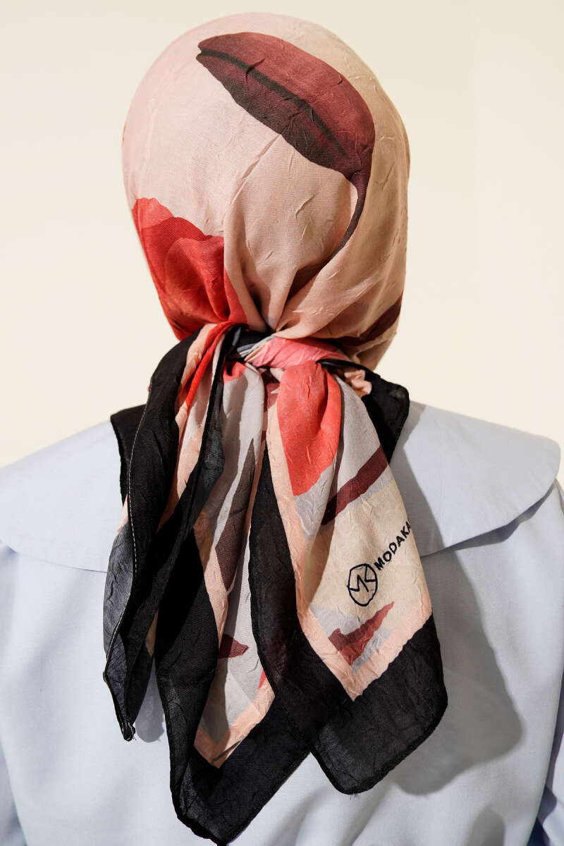 Floral Striped Bamboo Crash Scarf – Red | neomodest