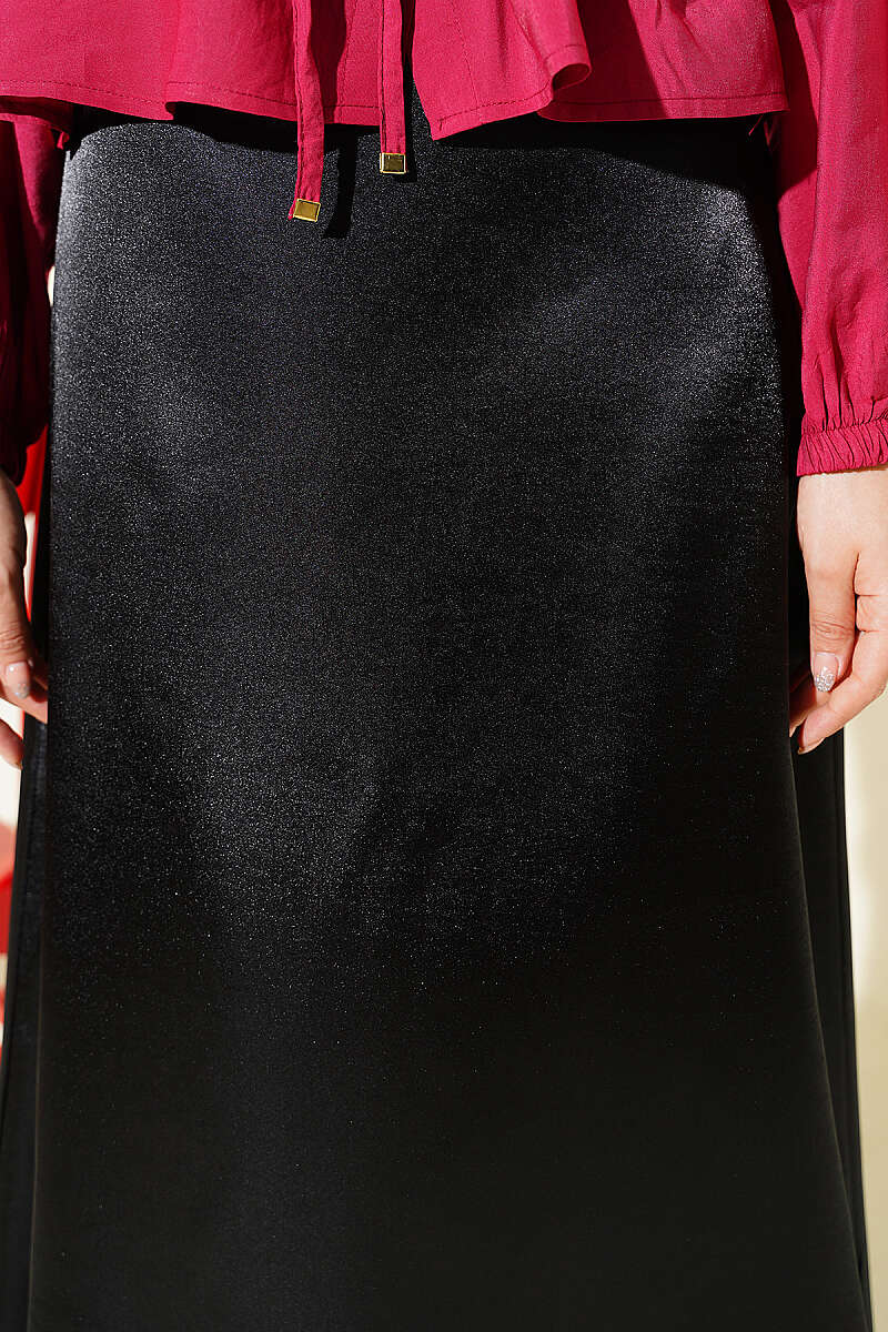 Pre-Order | Satin Flared Skirt – Black & Brown | Modest Fashion