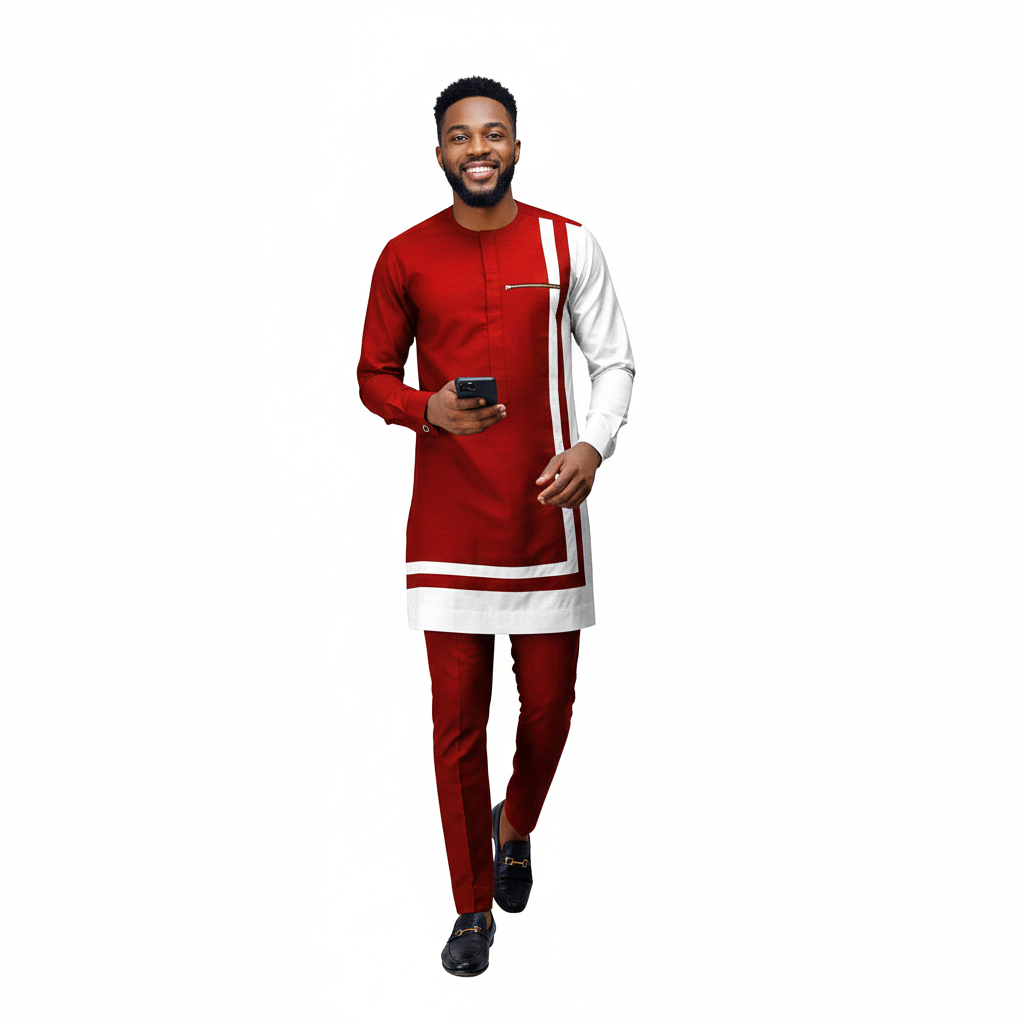 Afrikanischer Herrenanzug, Ethno-Print, schlichter Baumwollanzug