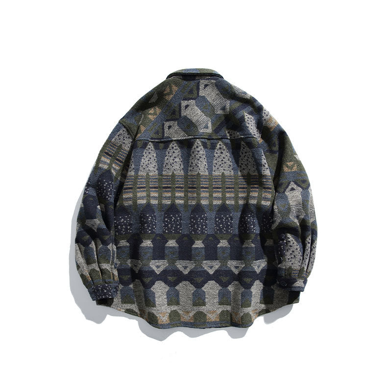 Japanese Retro Colour Block Shirt | Vintage Loose Fit Jacket