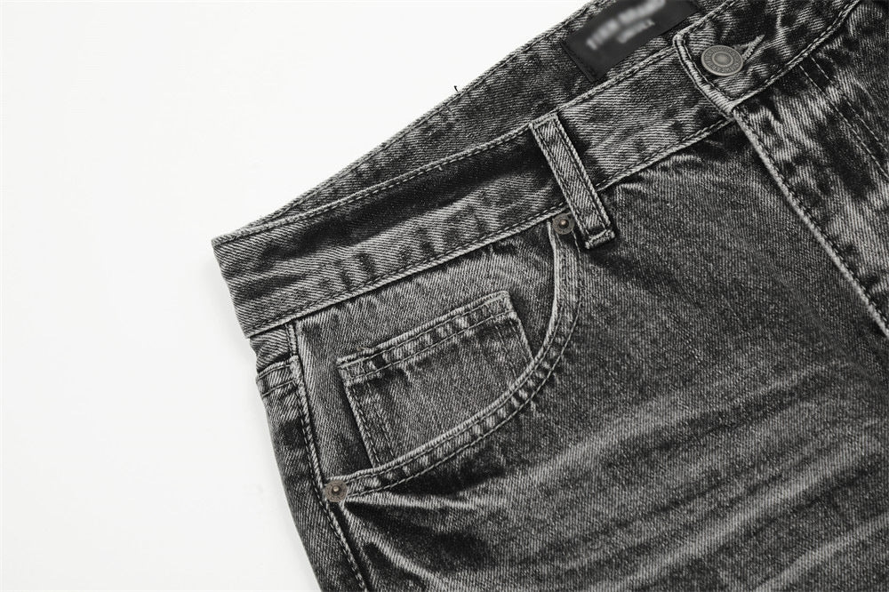 Vintage Washed Straight-Leg Denim Trousers