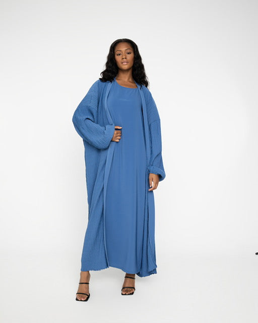 Guided Rebel Textured Full-Body Indigo Abaya Suit