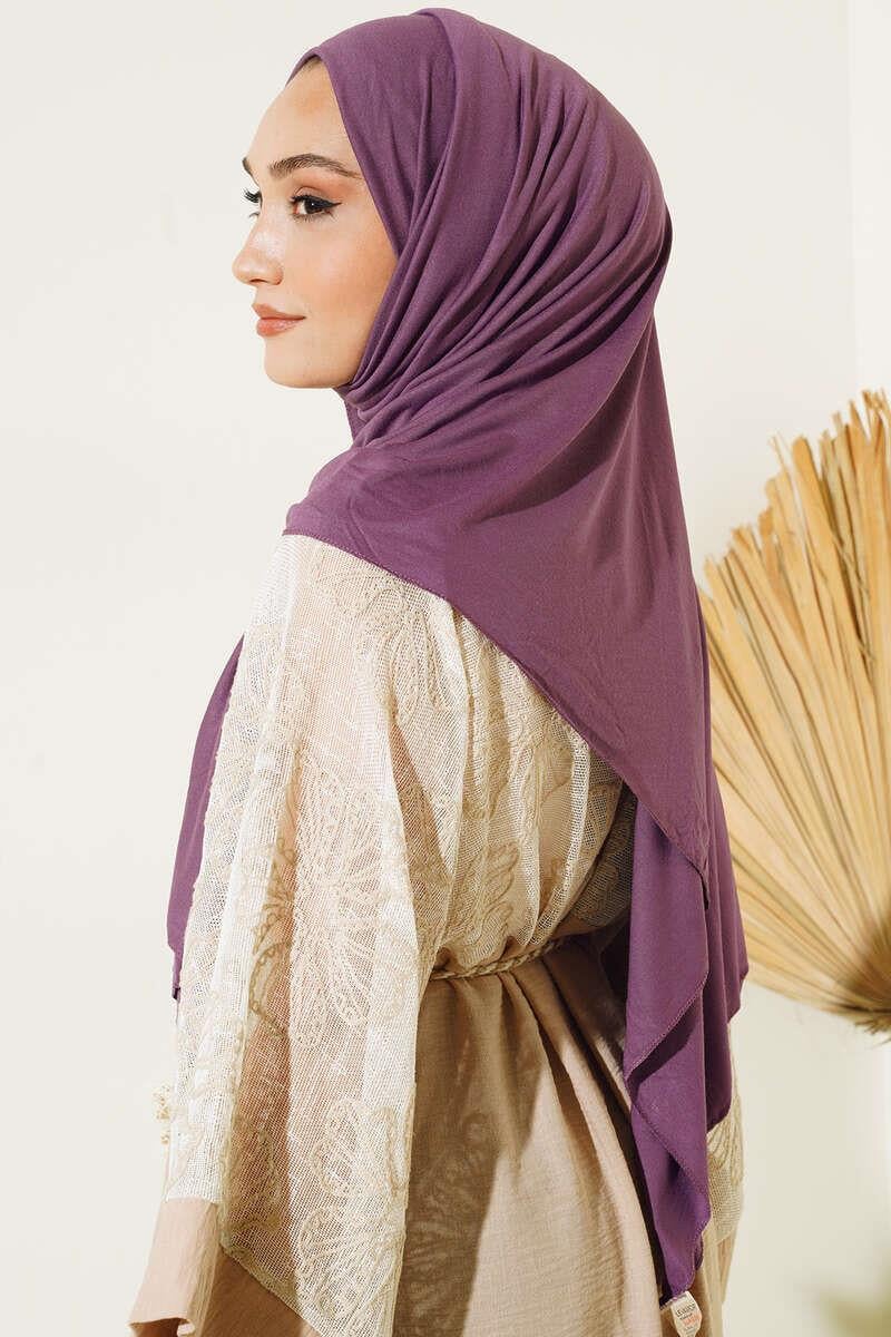 Plain Combed Shawl – Latte & Purple | Premium Modest Fashion | Neomodest