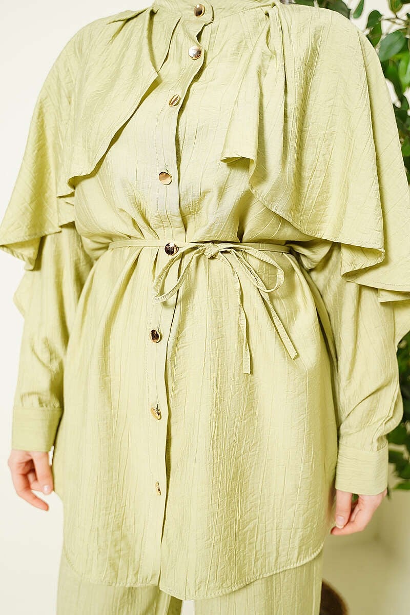 2-Pieces Modest Co-ord Set with Gold Buttons