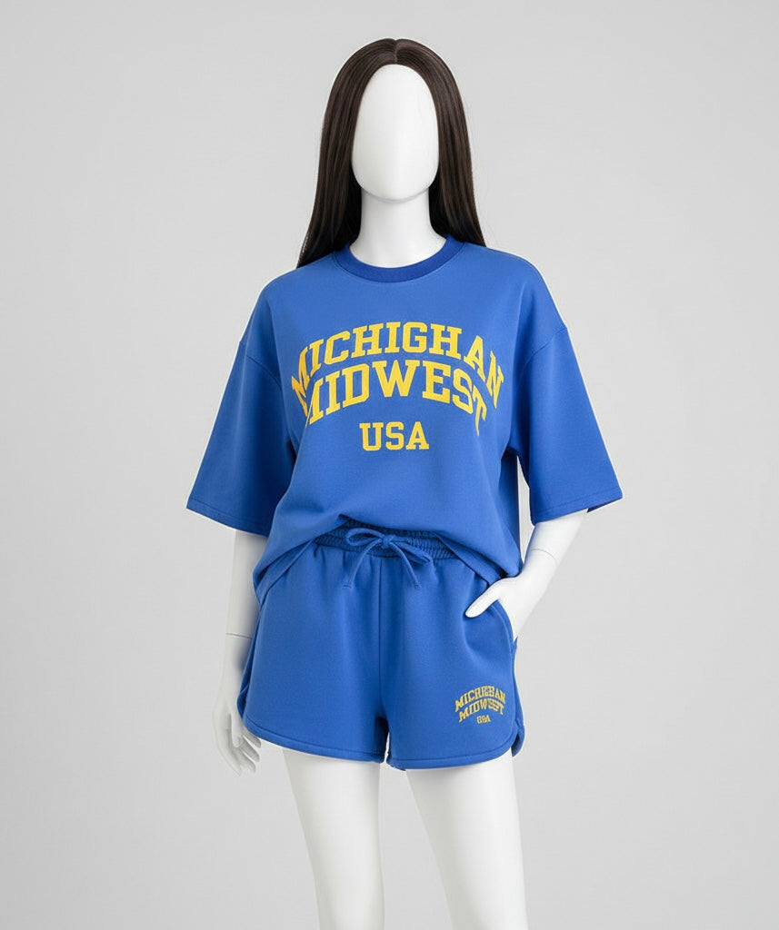 Printed Washed Short-Sleeved Shirt & Casual Shorts Set | Women's Summer Outfit