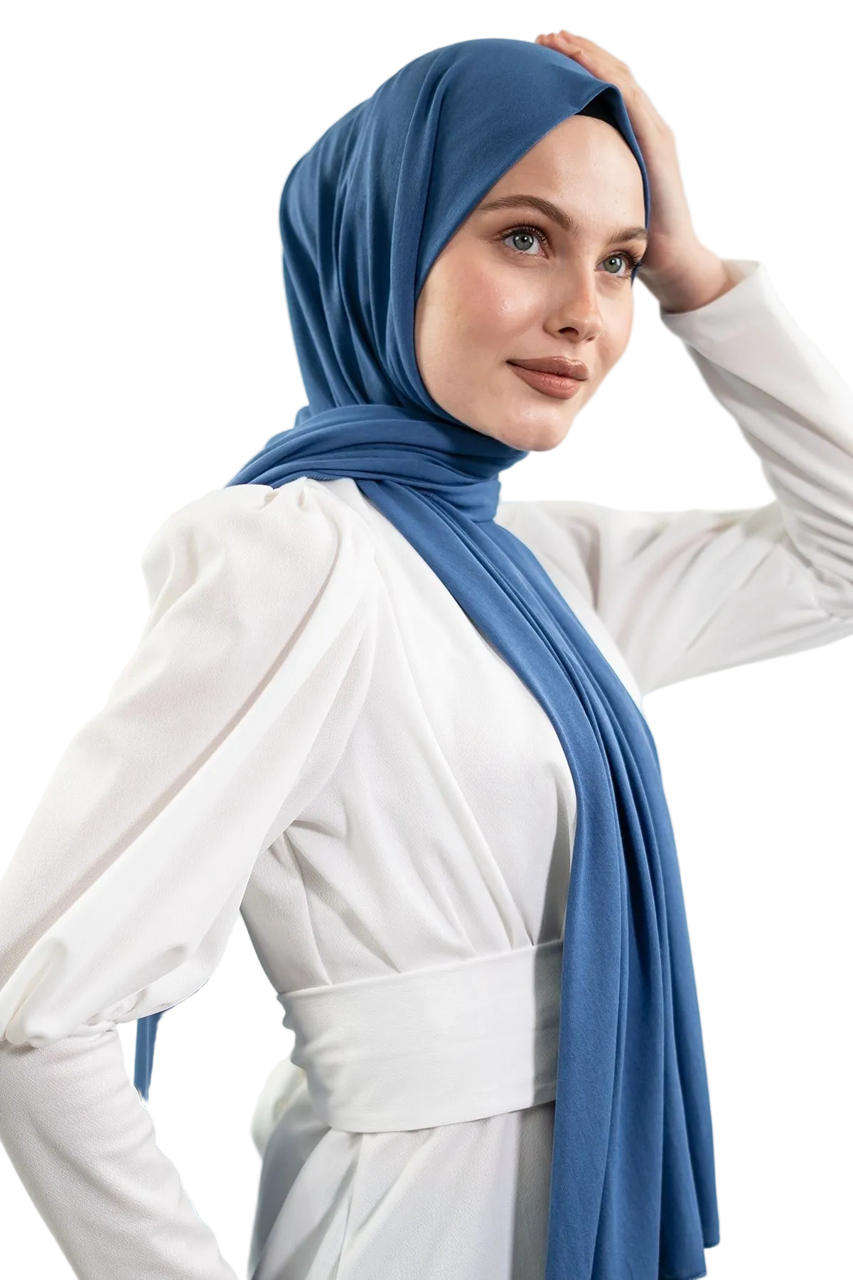 Premium Jersey Hijab—Indigo, Powder Pink