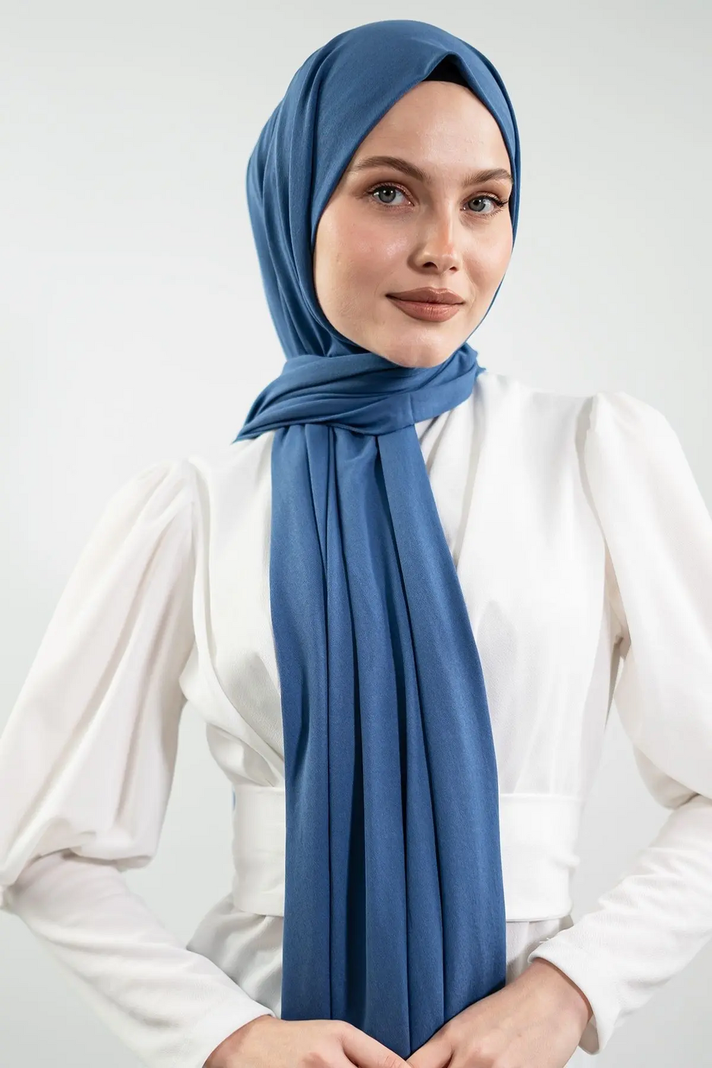 Premium Jersey Hijab—Indigo, Powder Pink