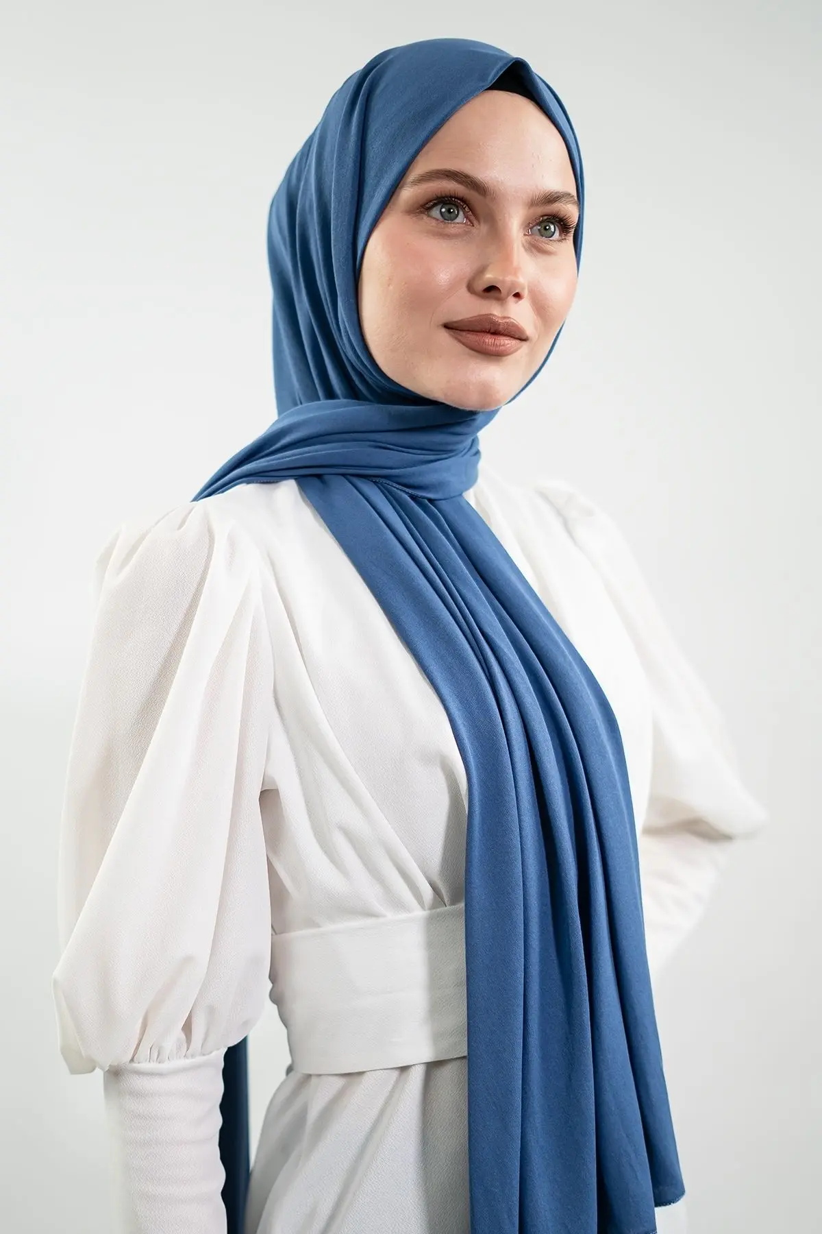 Premium Jersey Hijab—Indigo, Powder Pink