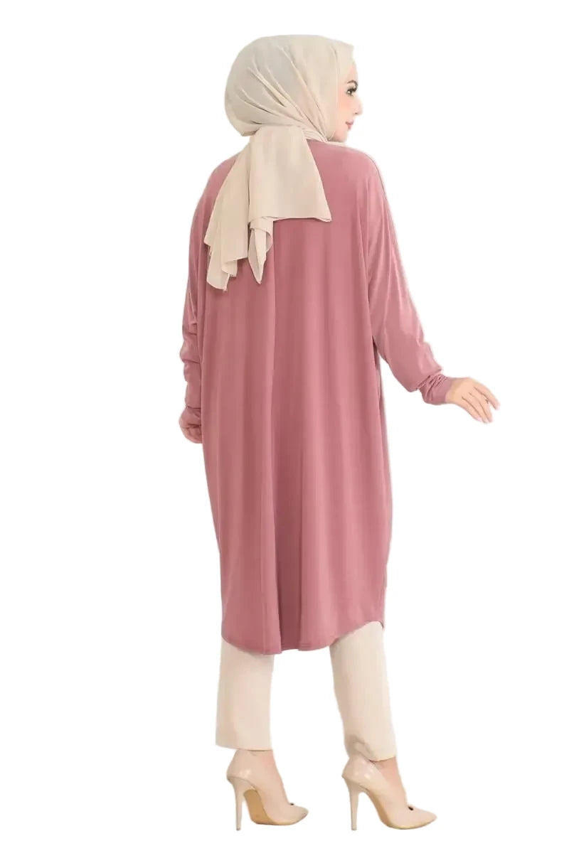 Modest Bat Sleeve Tunic Dress in Rose Pink – NEOMODEST London