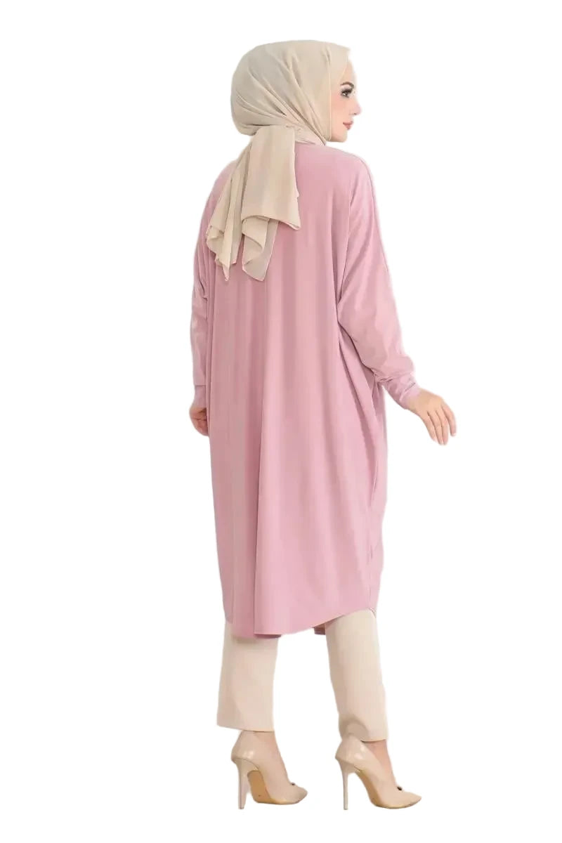 NEOMODEST Bat Sleeve Modest Tunic – Powder Pink