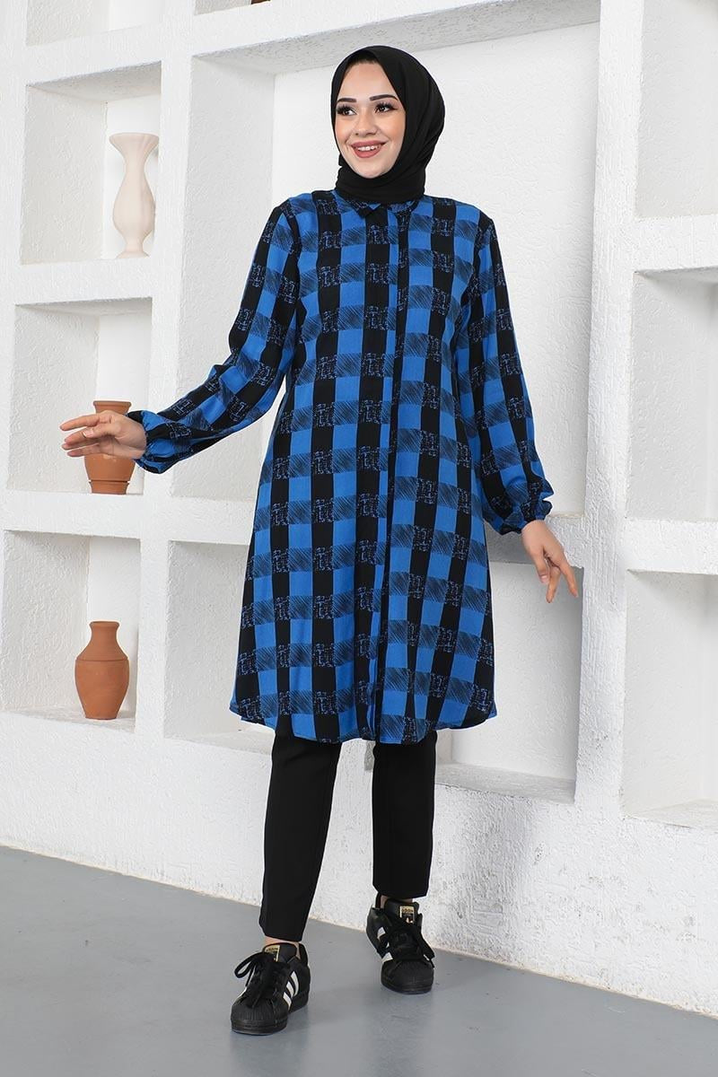 NEOMODEST Viscose Modest Tunic-Saxe Blue