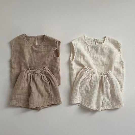 Atmungsaktives Weste- und Shorts-Set für Kinder, bequemes zweiteiliges Set