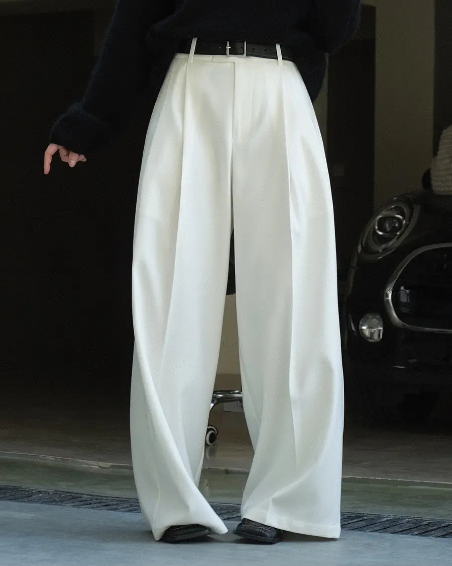 Women’sCasual Style Three-dimensional Pleated Suit Pants