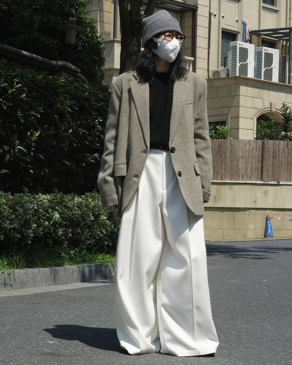 Women’sCasual Style Three-dimensional Pleated Suit Pants