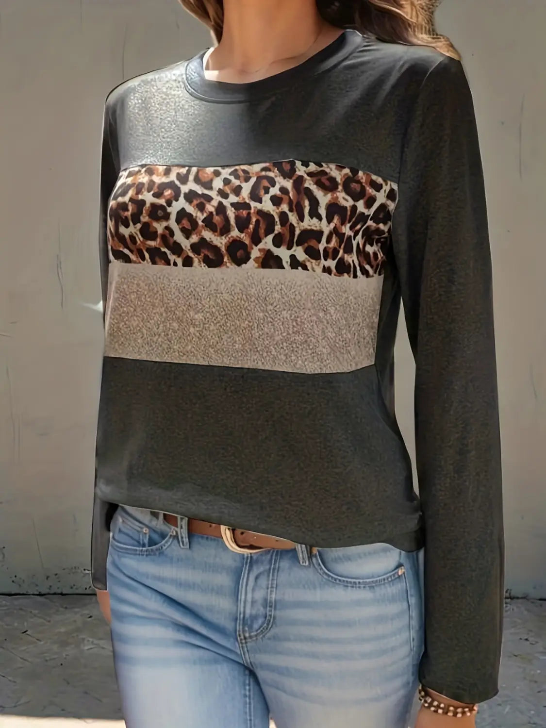 Women’s Casual Printing Long Sleeved Fitted T-shirt