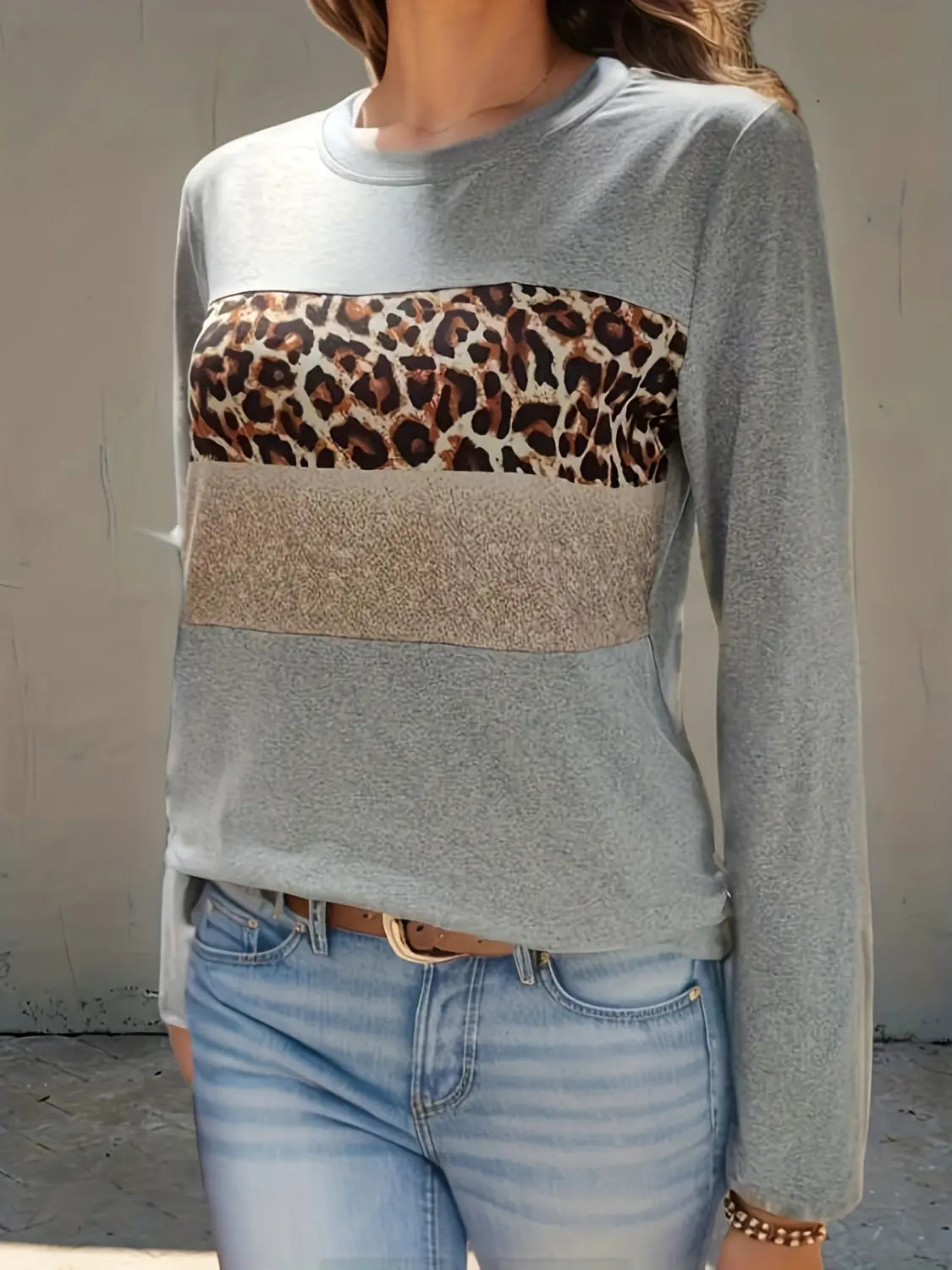 Women’s Casual Printing Long Sleeved Fitted T-shirt