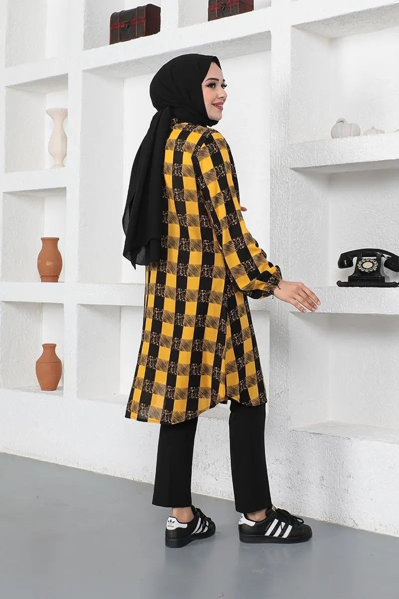 Plaid Tunic-Mustard