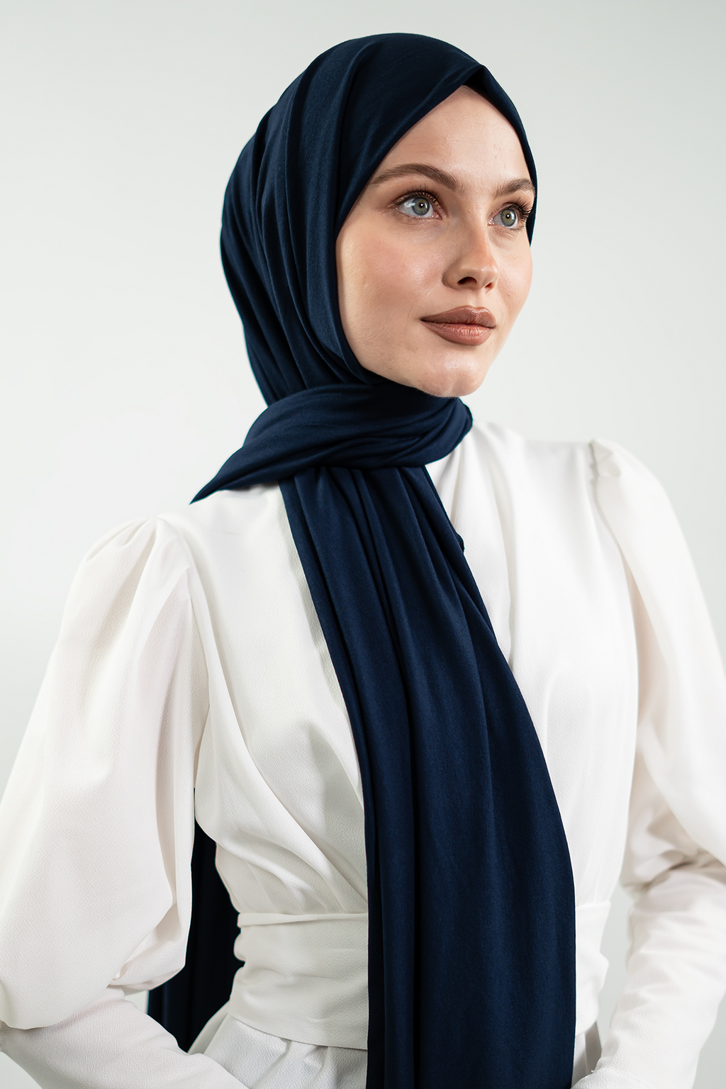 Premium Navy Medina Silk Scarf 