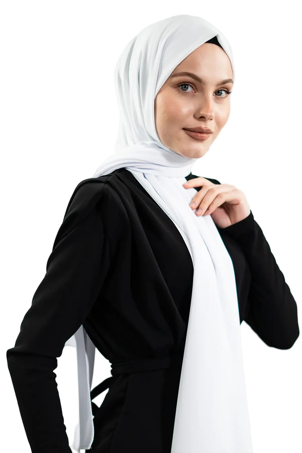 Turkish Premium Medina Silk Scarf | White