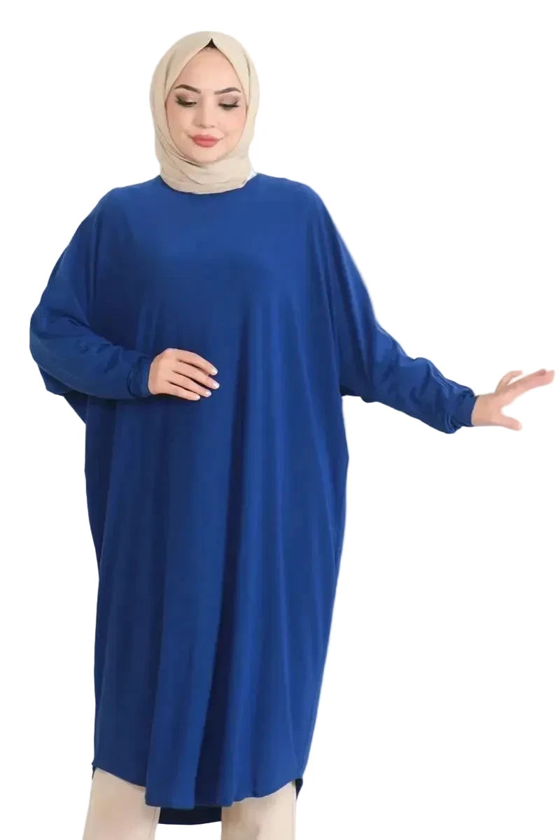 Women's Bat Sleeve Hijab Tunic-Saxe Blue