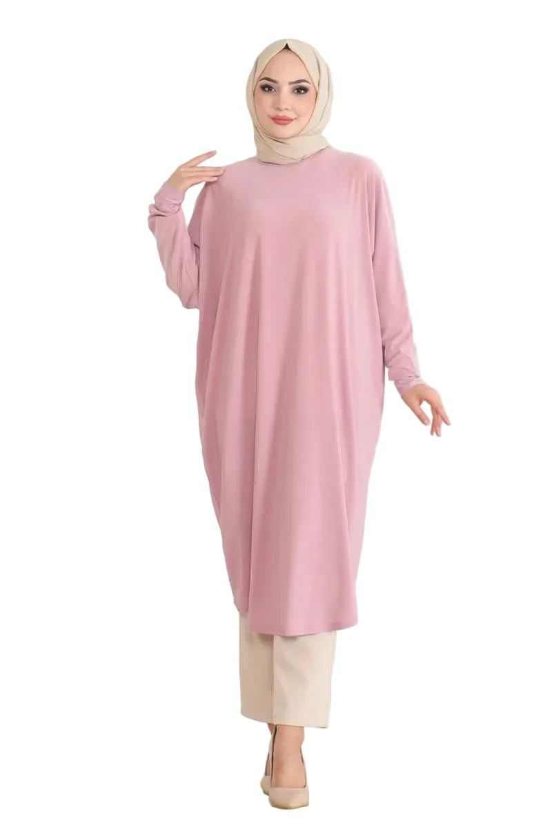 Women's Bat Sleeve Loose Tunic – Powder Pink