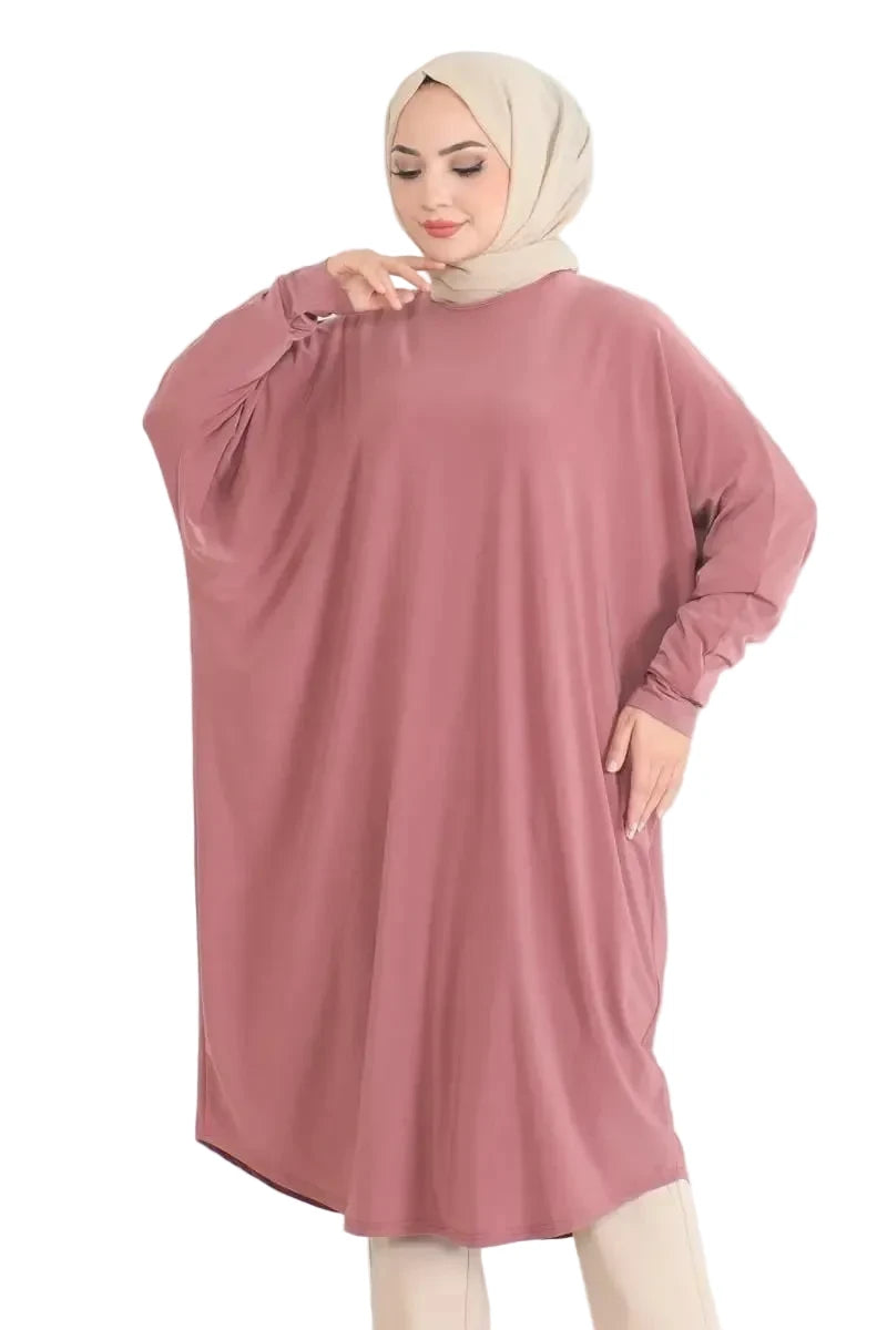 Women's Bat Sleeve Loose Tunic in Rose Pink – NEOMODEST London
