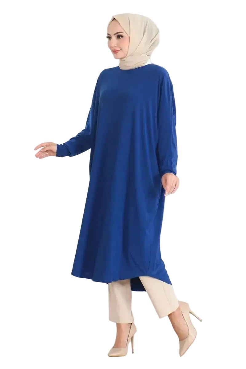 Women's Bat Sleeve Modest Tunic-Saxe Blue
