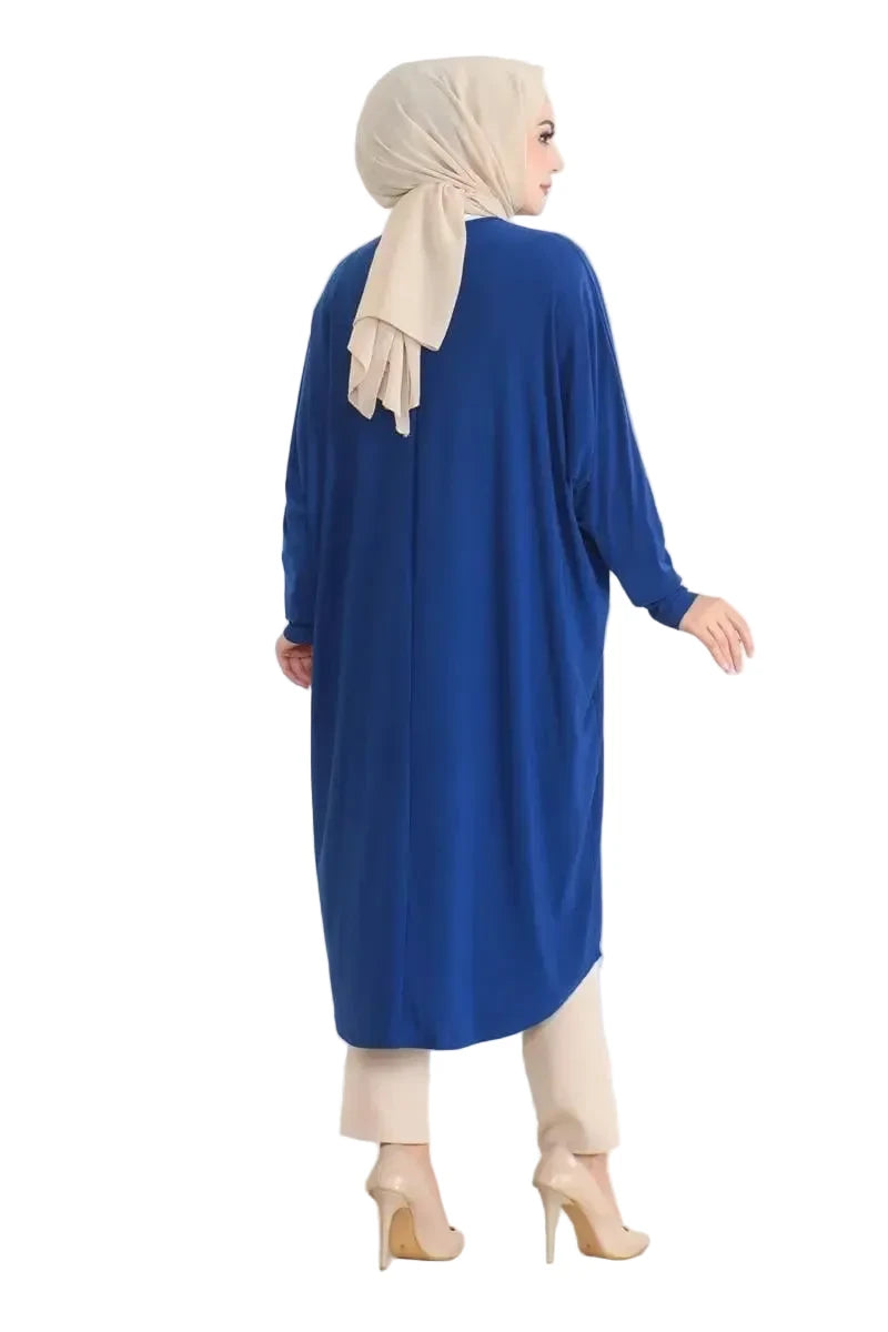 Women's Bat Sleeve Loose Tunic Top-Saxe Blue