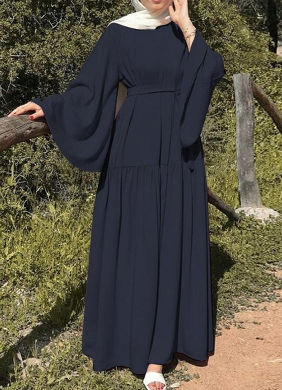 Flared Sleeve Tie-Waist Maxi Dress | Premium Modest Fashion