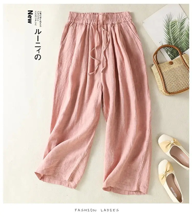 Women’s Wide Leg Cotton Linen Summer Pants