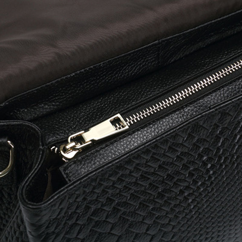 Women's Genuine Leather Woven Bag, Crossbody Small Bag, Messenger Bag