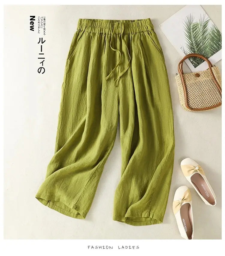 Women’s Wide Leg Cotton Linen Summer Pants