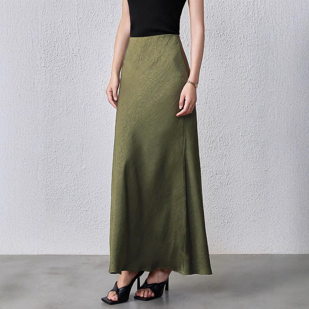Satin Midi Skirt | High-Waist Elastic Waistband | Modest Elegance