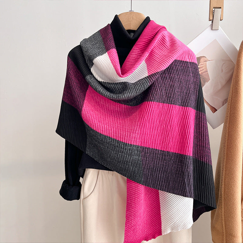 Women's Multicoloured Crinkled Cashmere All-Matching Shawl