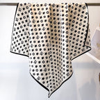 Women's Premium Twill Silk Scarf, Large Printed 90/90cm Striped Square Scarf